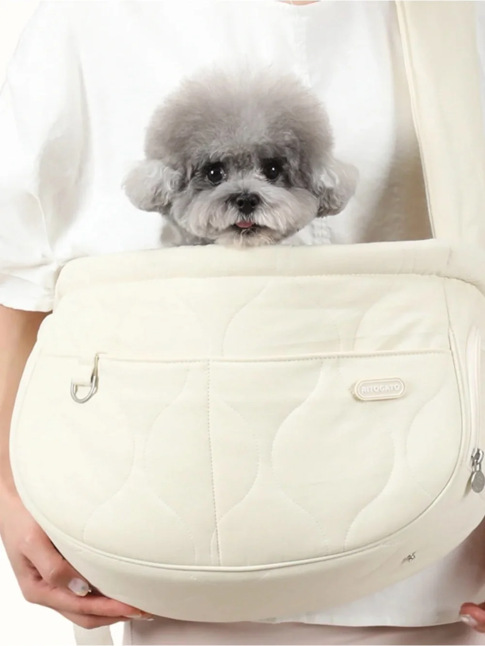 Cream Dog Shoulder Carrier Sling